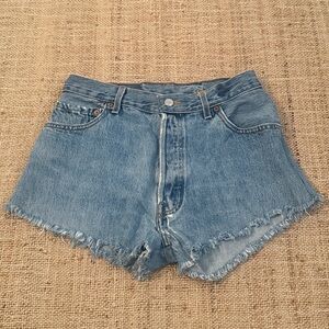 Levi's Blue Jean denim cut off distressed Vintage Shorts Approx size 28